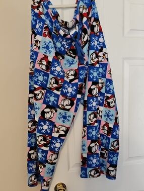 Women's Blue Penguin Print Fleece Pajama Pants